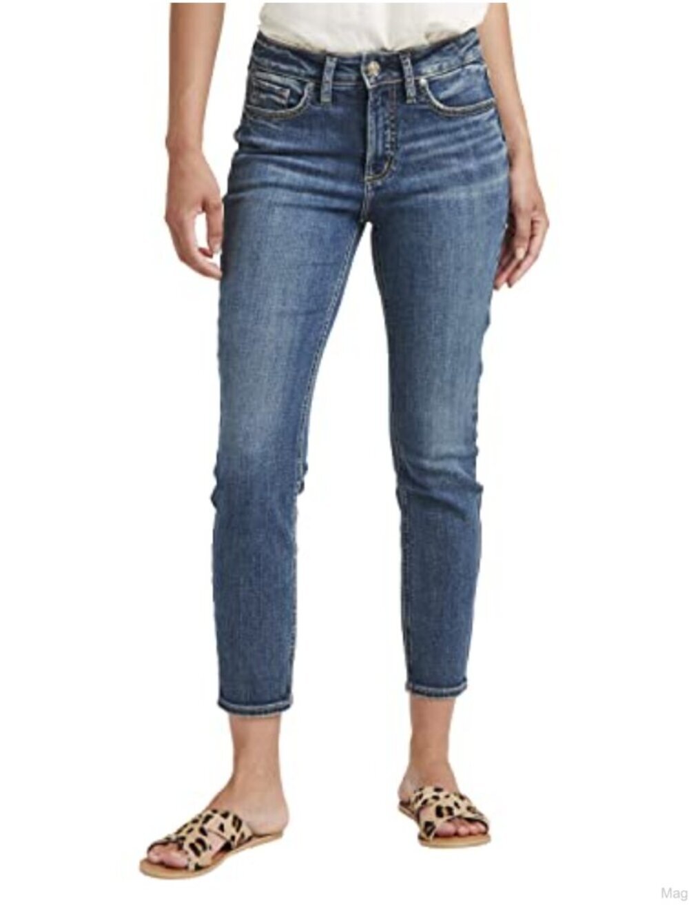 Mid Rise Curvy Fit Skinny Crop Jeans Stretch Cotton Blend